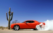 Red Dodge Challenger Burnout