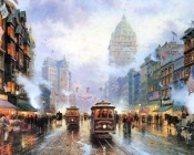 Thomas Kinkade - Street With Trams