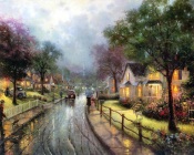 Thomas Kinkade - Walking in the Rain