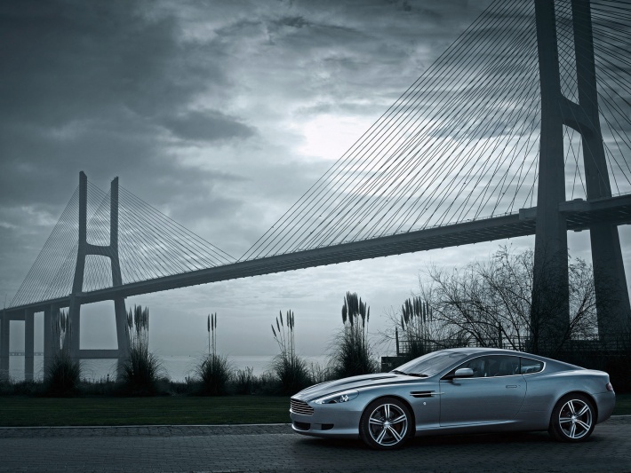 Aston Martin near the Bridge, Cloudy