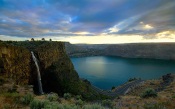 Blue Lake and Small Waterfall