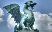 Dragon statue in downtown Ljubljana, Slovenia
