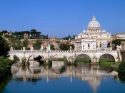 The Vatican Seen Past the Tiber River, Rome, Italy