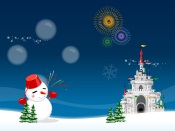 Christmas Night, Snowman, Fireworks