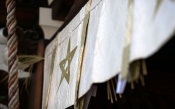 Noren in Seimei Shrine, Japan
