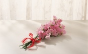 Pink Bouquet, Tied With Red Ribbon