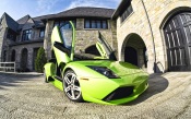 Green Lamborghini With Opened Doors