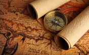 Compass on the Old Map