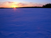 Frozen Lake at Sunset, Minnesota
