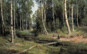 I.I. Shishkin. the Stream in the Birch Forest.