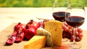 Wine, Cheese, Grapes, Pomegranates