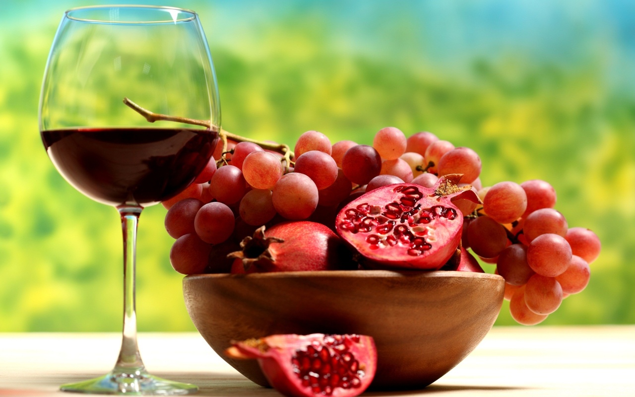 Wine, Pomegranate, Grapes