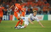 Roman Pavlyuchenko of Russia and Joris Mathijsen of Netherlands, Uefa Euro 2008, Basel, Switzerland