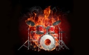 Drummer, A Skeleton, Fire, Music