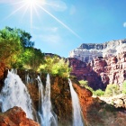 Waterfalls and Shining Sun