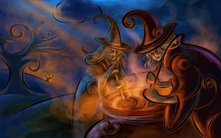 Witches Prepare a Potion