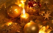 Golden Candles and Christmas Decorations