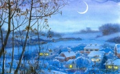 Village, Winter, New Moon