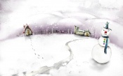 Winter, Snowman, Lodges