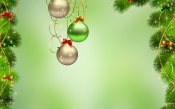 Green New Years Background, Christmas Balls