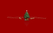 Christmas Tree on Red Background