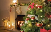 Fireplace, Christmas Tree, Gifts