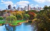 New York City, Autumn in Central Park with Manhattan Skyscrapers