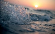 Waves, Spray, Sunset, Macro