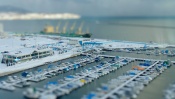 Of Yachts in Winter, tilt-shift effect