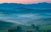 Misty Valley and Colors of Sunset