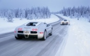 Two Bugatti Veyrons Snow Racing