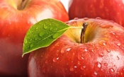 Red Apple With Water Drops, macro