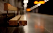 Wooden Bench on the Metro Station