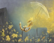 Flying Cat, Winter Soon Painting