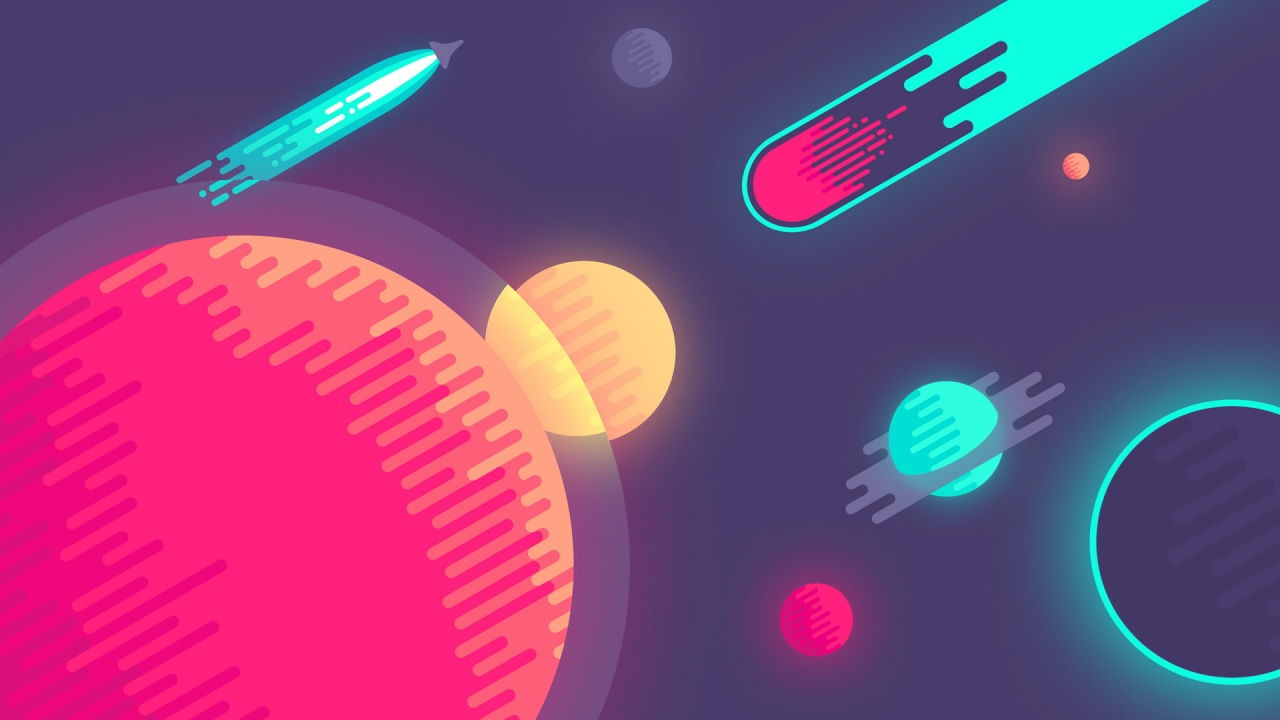 Abstract Space Illustration (Stars, planets, asteroids)